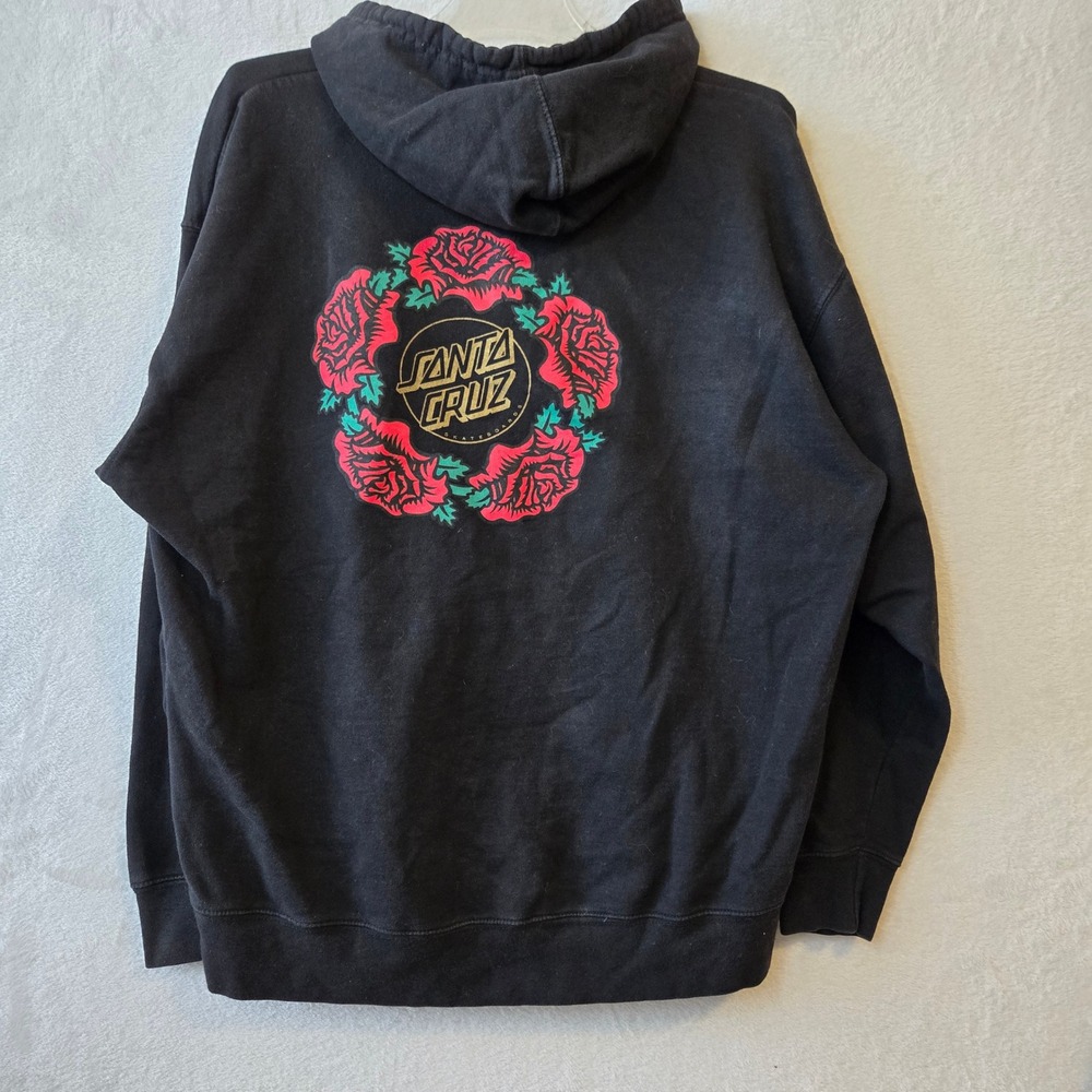 Santa Cruz Mens Rose Graphic Hoodie Cotton Blend Streetwear Large
